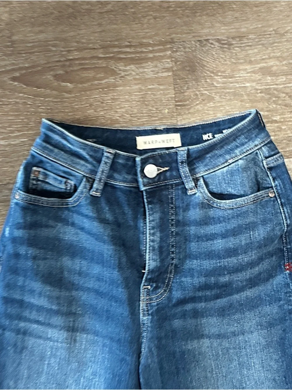 WARP + WEFT Blue Jeans Size 00/24 NCE CROPPED WIDE LEG MEDIUM Wash - Picture 8 of 16